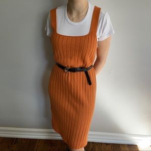 Orange Knit Tank Shift Dress